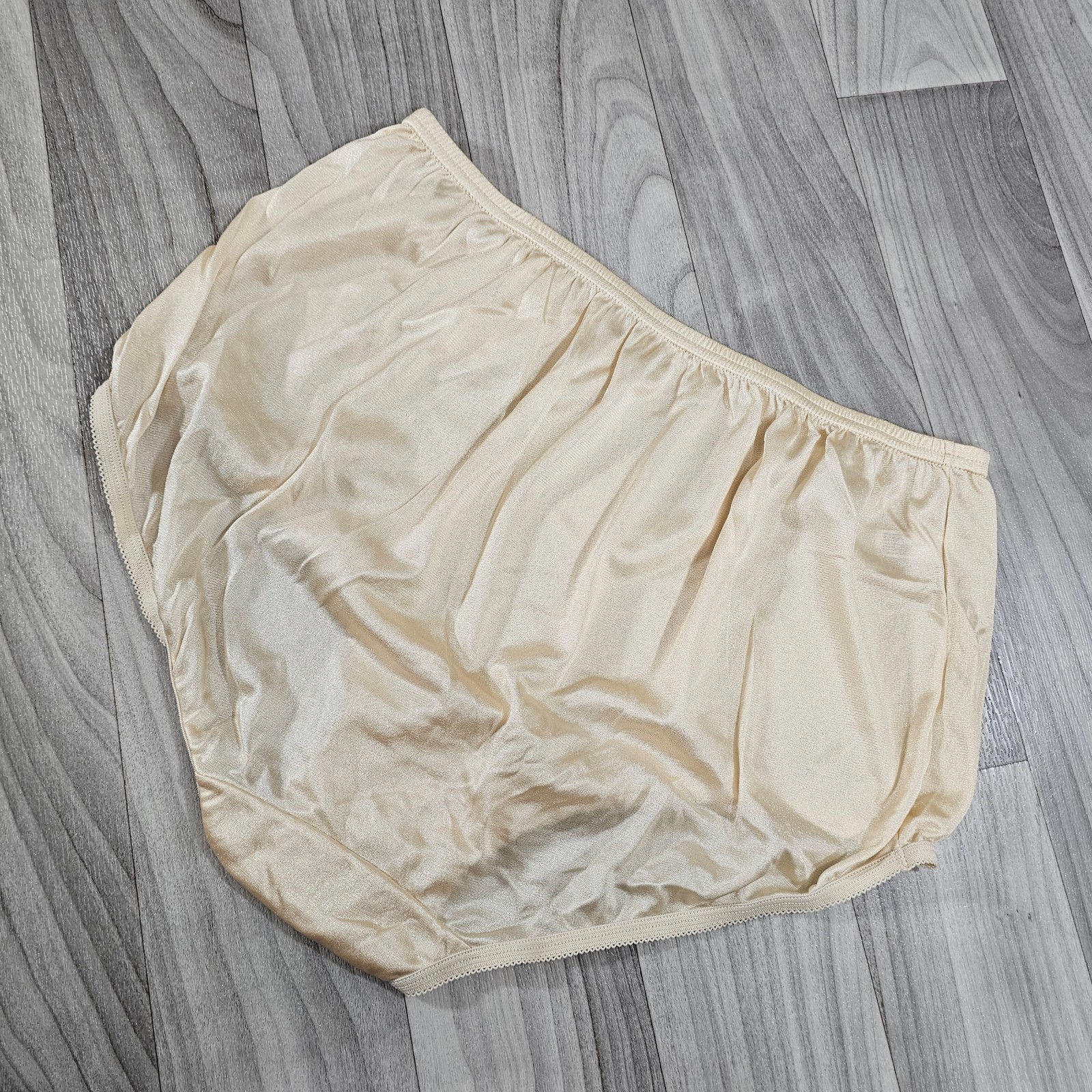 Nylon Brief Panty Classic Granny Panties by Teri Lingerie, Cream Beige, Size 8
