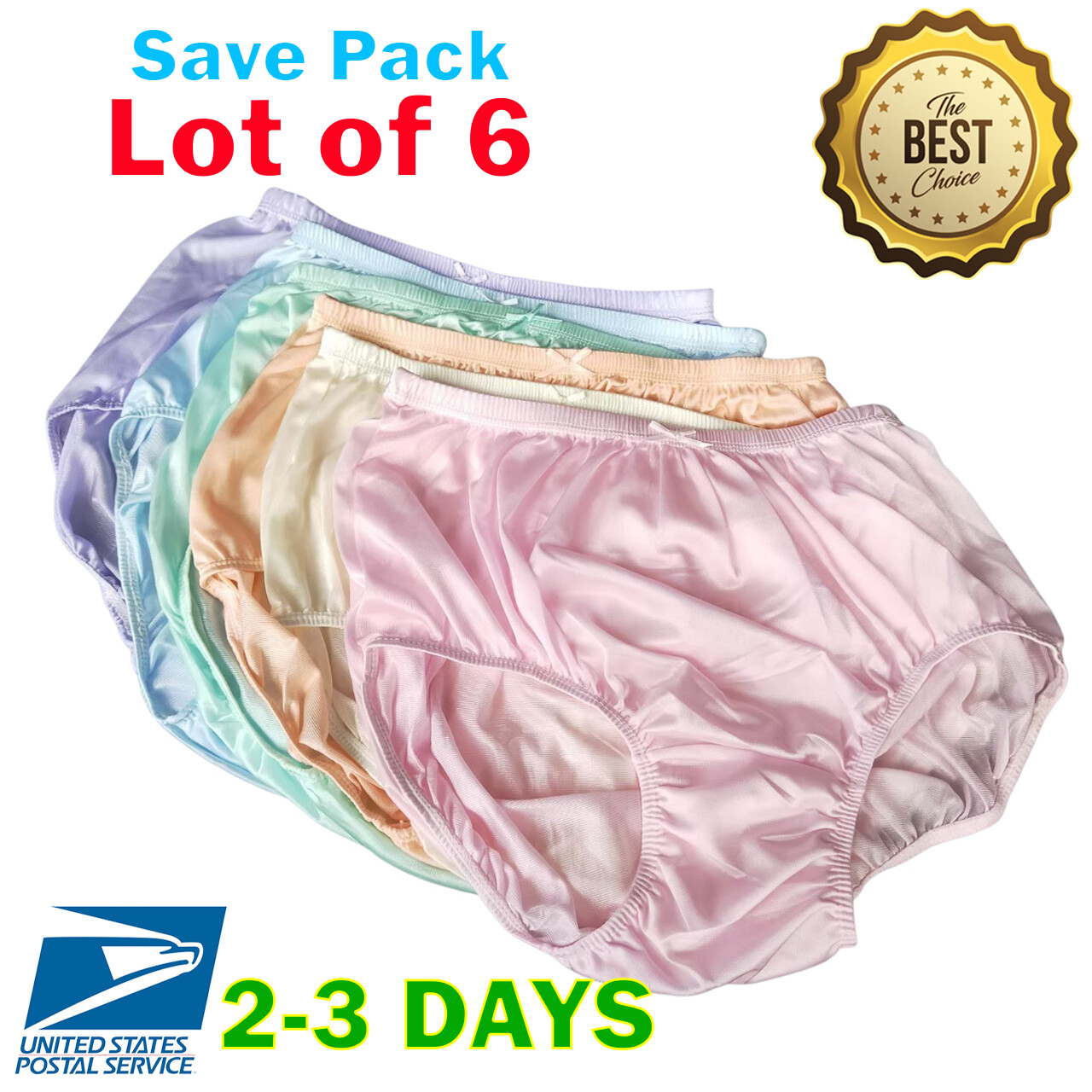 6x Lingerie Soft Nylon Full Brief Panties Women Underwear Size XL VTG Granny New
