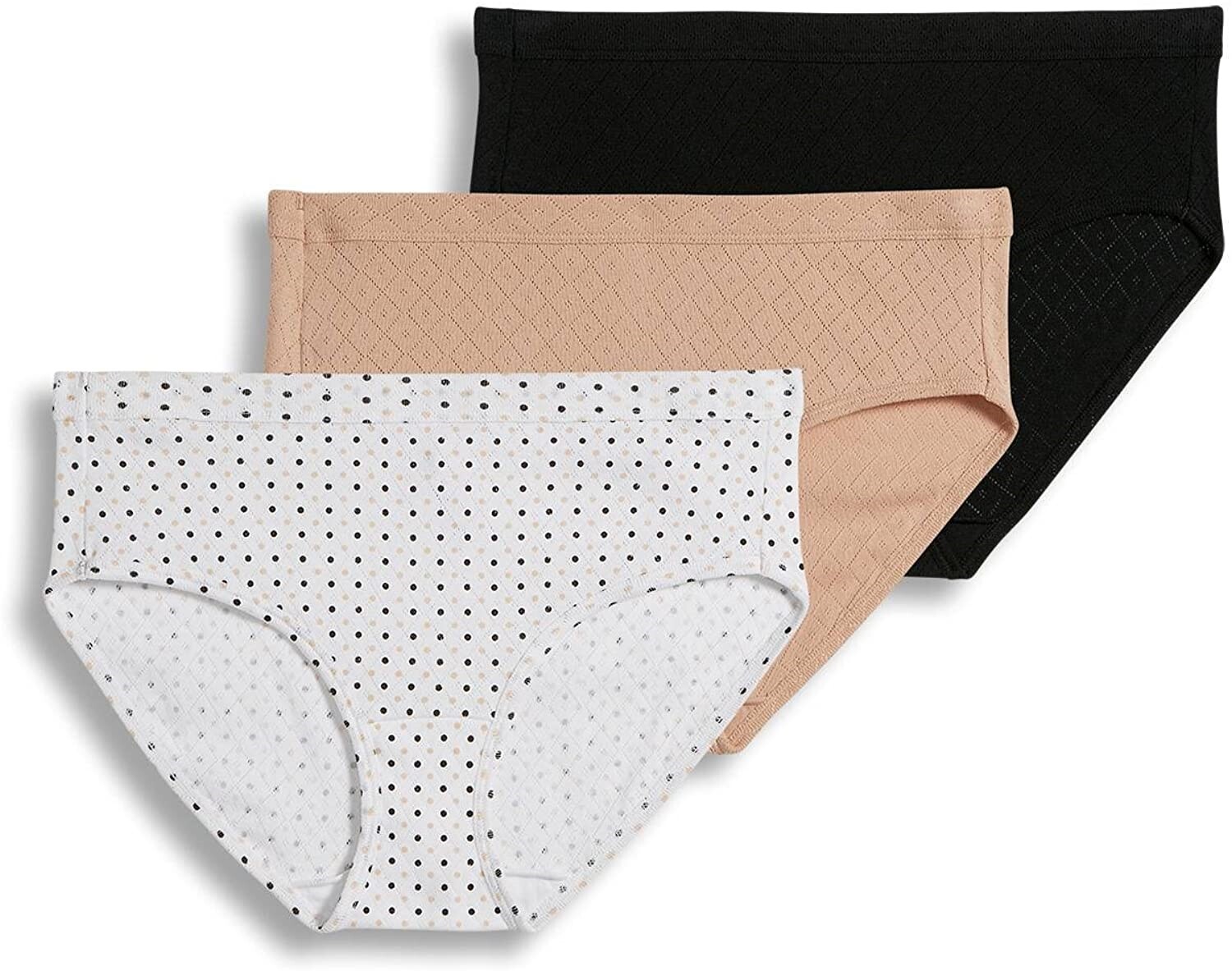 Jockey 176489 Womens Underwear Hipster Panties 3 Pack Black/Light/White Size 9