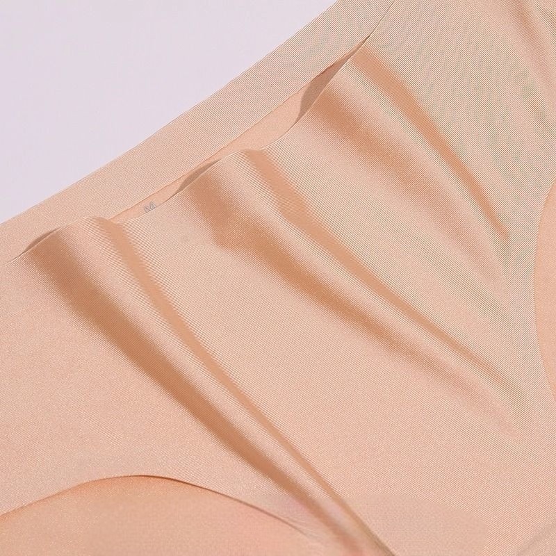 3 Pack Solid Women’s Seamless Bikini Panties Soft Ice Silk Breathable Underwear