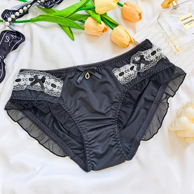 Ruffle Trim Panties Mid Rise Floral Soft Breathable Panty Women’s Underwear