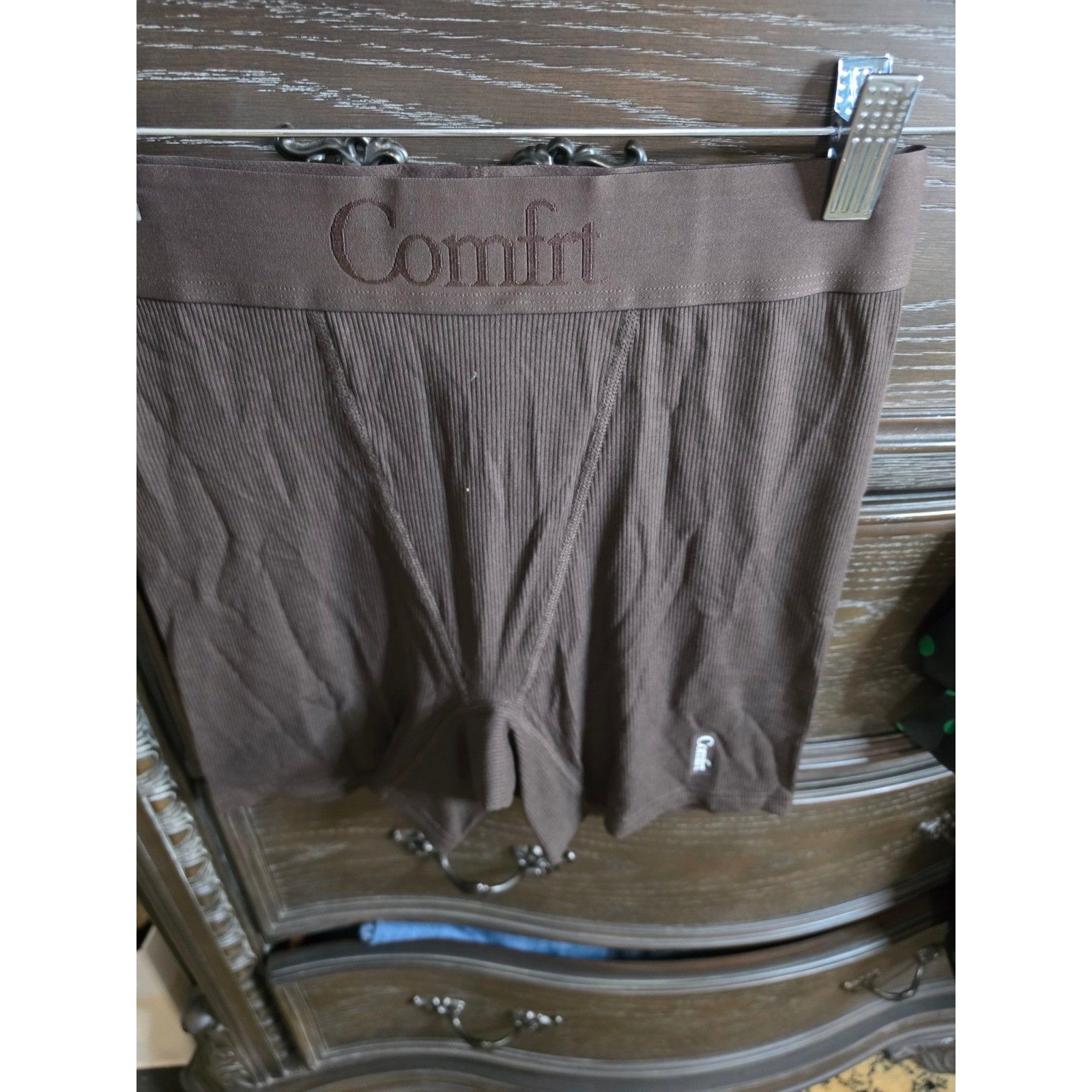 Comfrt Ribbed Boxer Shorts Espresso Brown High Waisted Loungewear Small CB040