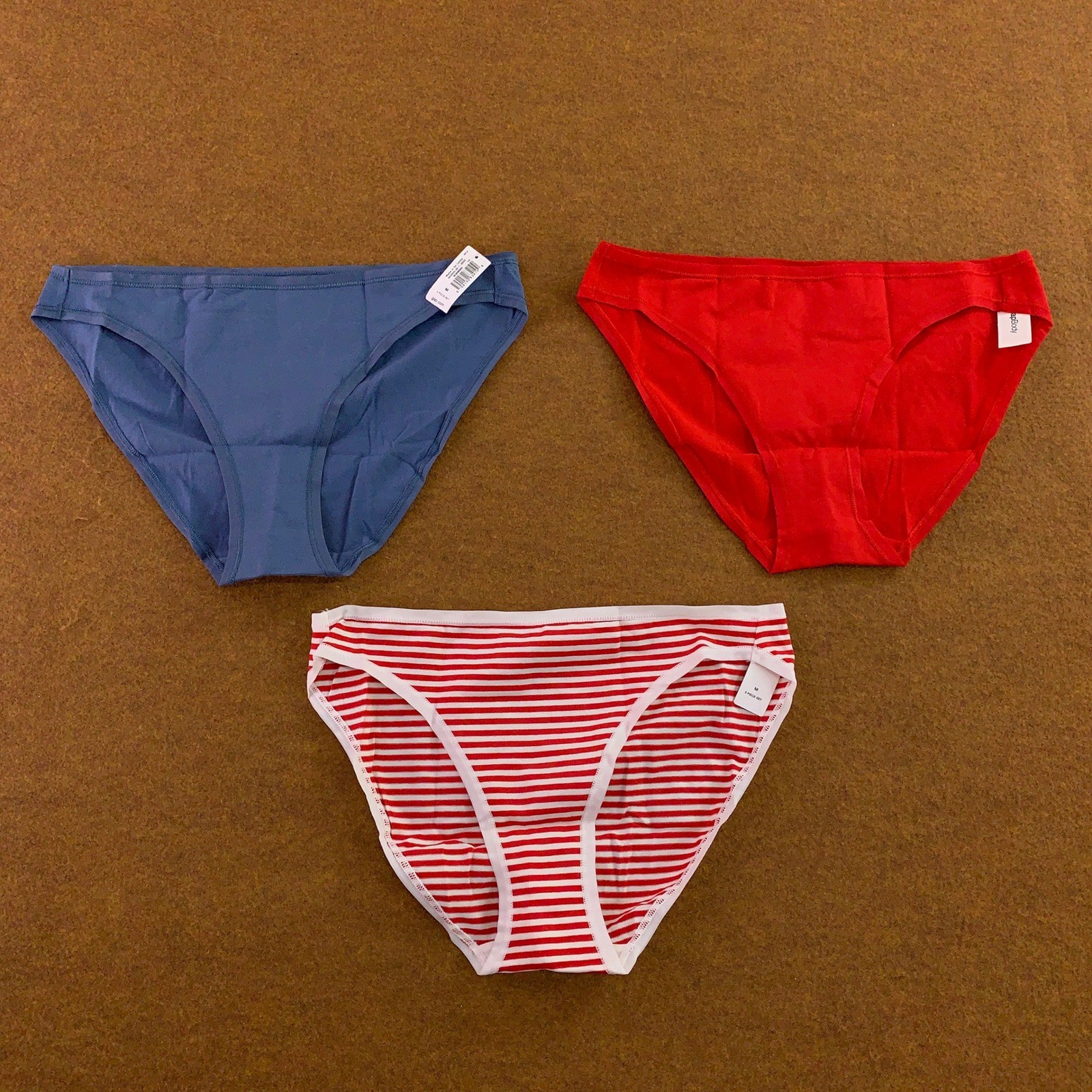 GapBody Women Medium Multicolor Organic Cotton 3 Pack Bikini Underwear NEW