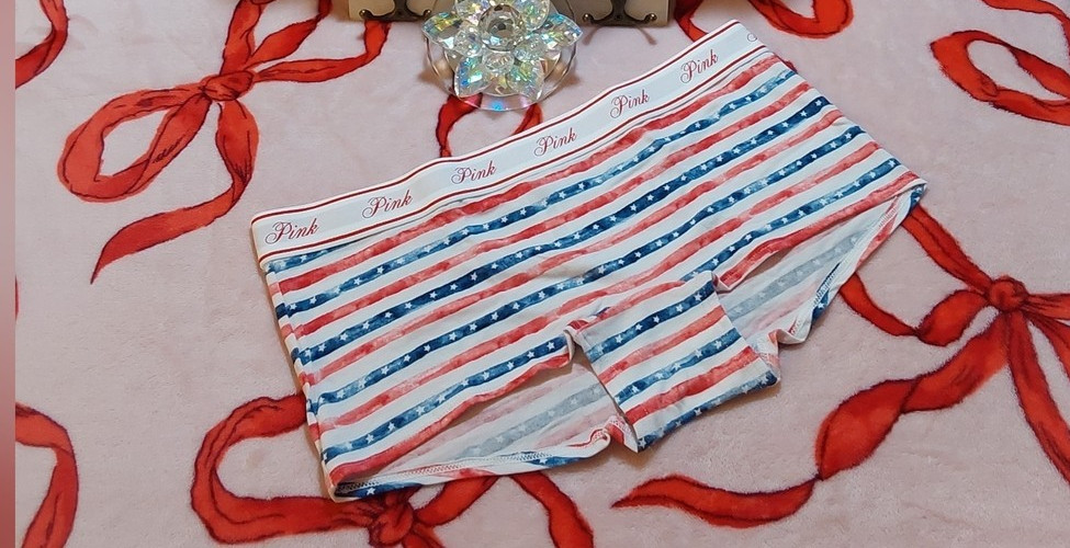 Pink VS Logo Boyshorts American Flag Stars Panty ST 11245835 NEW with TAGS