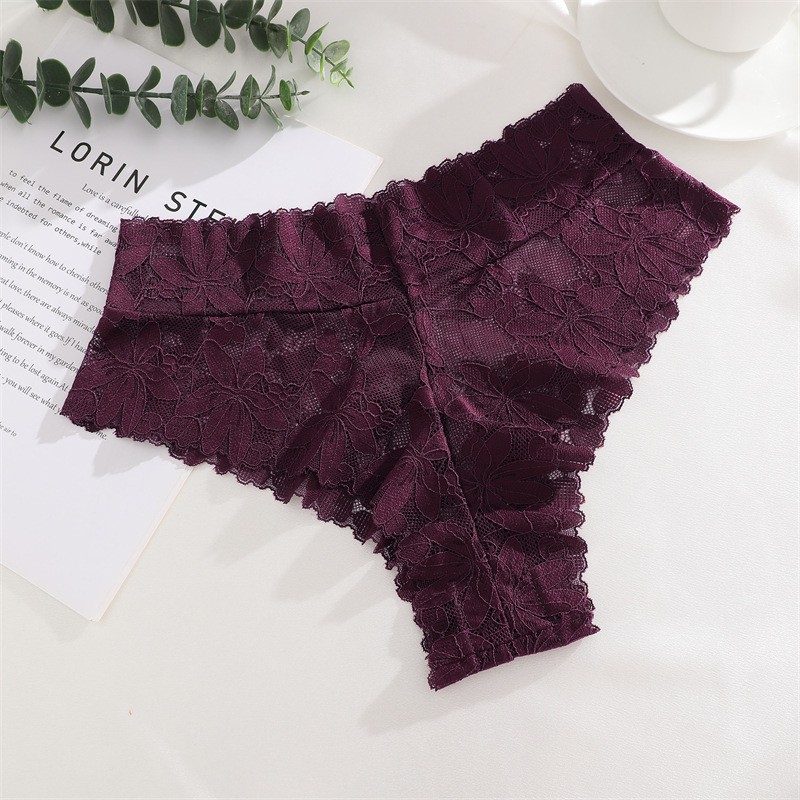 3 Pack Lot Sexy Womens See Through Lace Panties Thongs Briefs High Cut Underwear