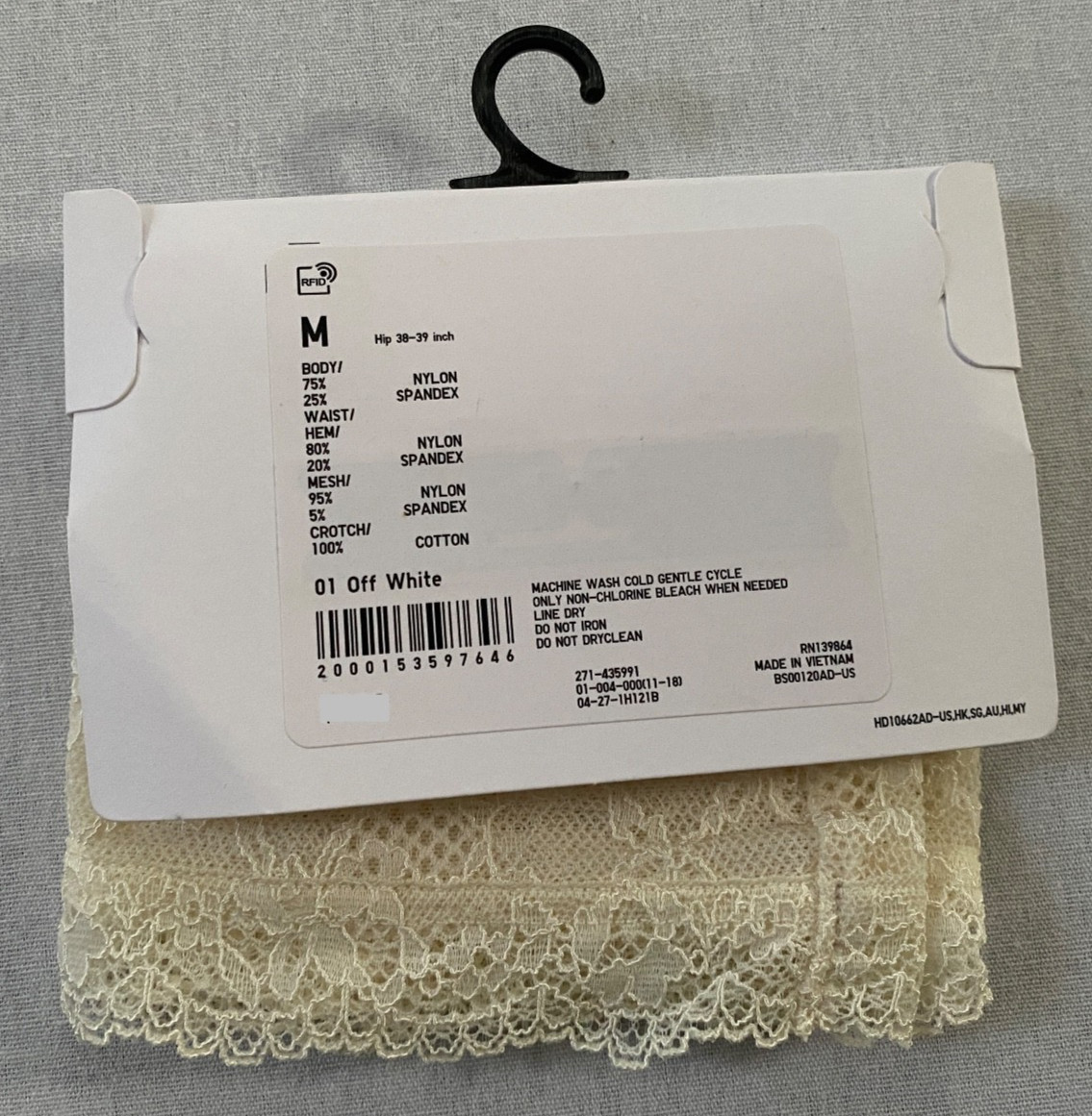 Uniqlo Womans Off White Lace Shorts Bikini Size M Hip 38-39 inch NWT