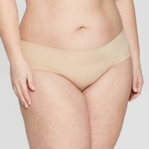 Auden Women’s Bonded Hipster Plus Size 3X (24-26) Mesh Back Pearl Tan Panties