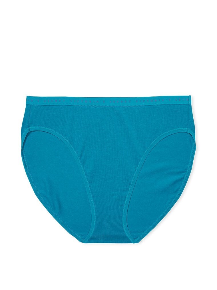 M Blue Sea Dive Stretch Cotton LOGO Waist Victorias Secret HighLeg Brief Pantie