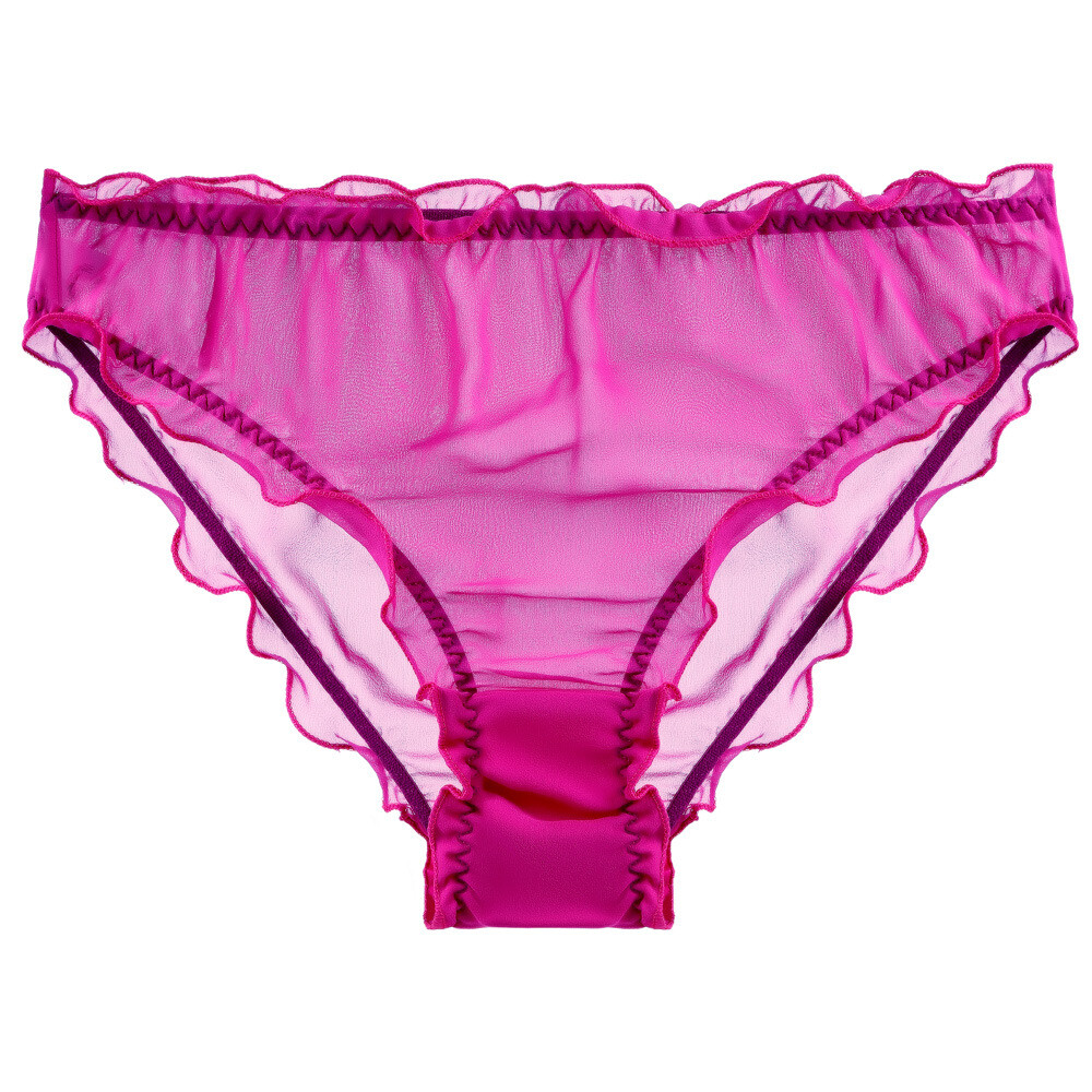 Lady Mulberry Silk Panties Translucent Chiffon Sexy Briefs Ruffled Underwear