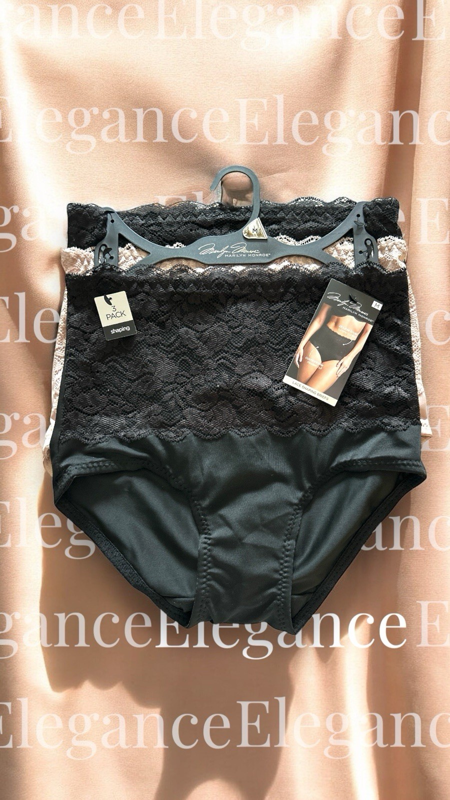 Marilyn Monroe 3pc MM7305 Lace Shaping Briefs~2X~Double Layer~ Tummy Panel $42