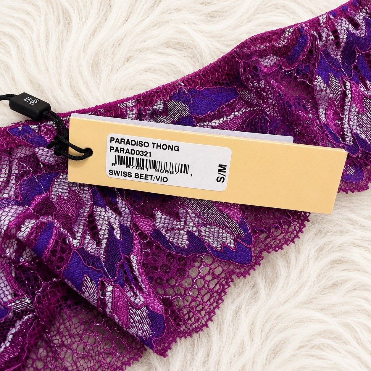 COSABELLA Paradiso Lace Thong Swiss Beet/Violet Purple S/M – NWT