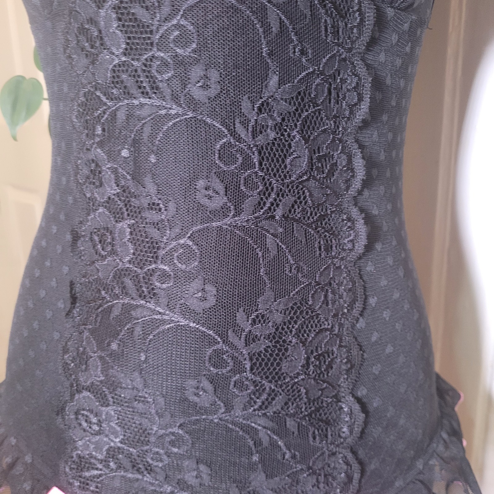 Lingerie Blk Pink Lace Matching Adjustable Thong Xs/small