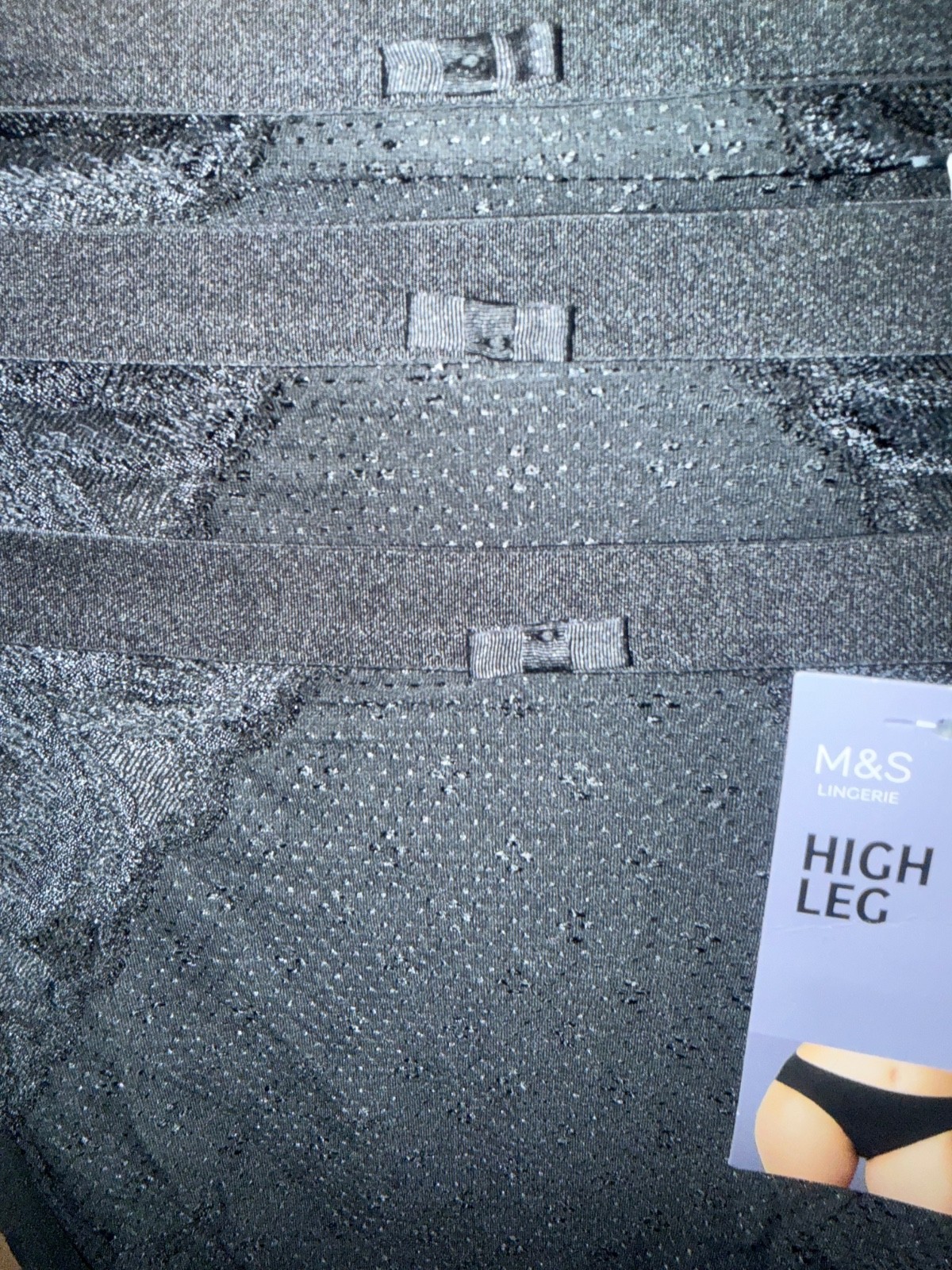 New M&S 3x High Leg Knickers Black Size 24 uk