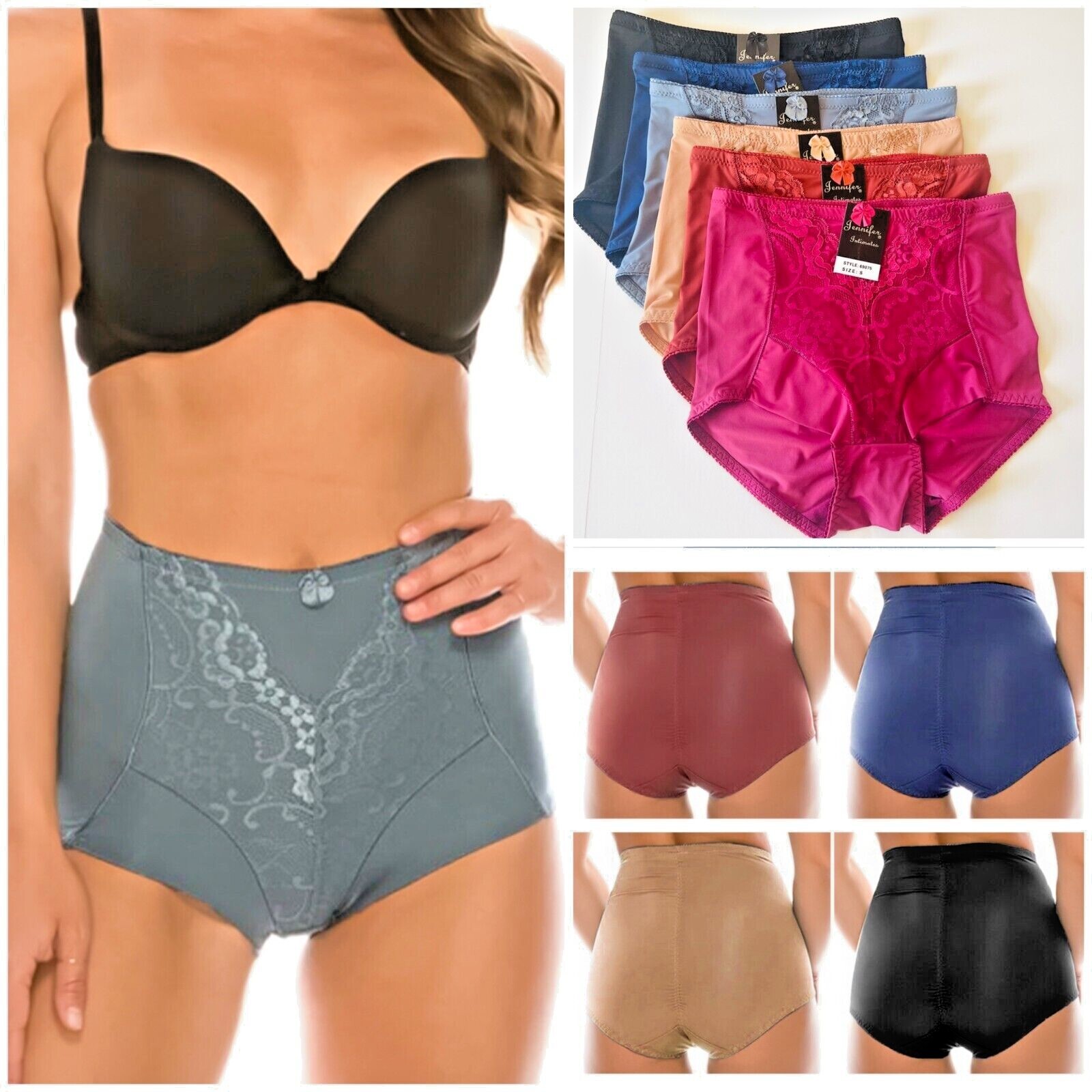 Lot 2-6 High Waist Briefs Tummy Control Girdles Pant Lace Shaper Panties 75 S-XL