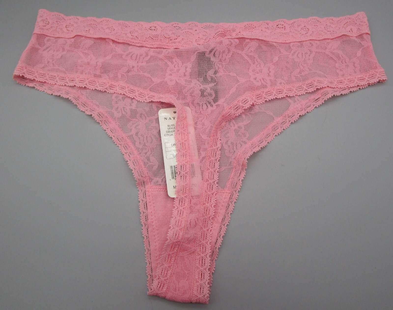 NATORI~ONE SIZE (S-XL)~771303~Rosette Pink BLISS ALLURE Lace Thong