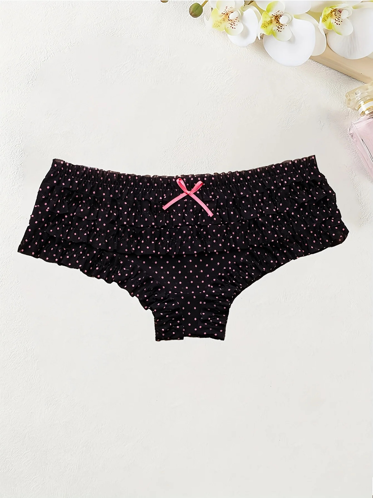 4PCS Cute dot small floral patterns sweet knitted fabric with lace stitching