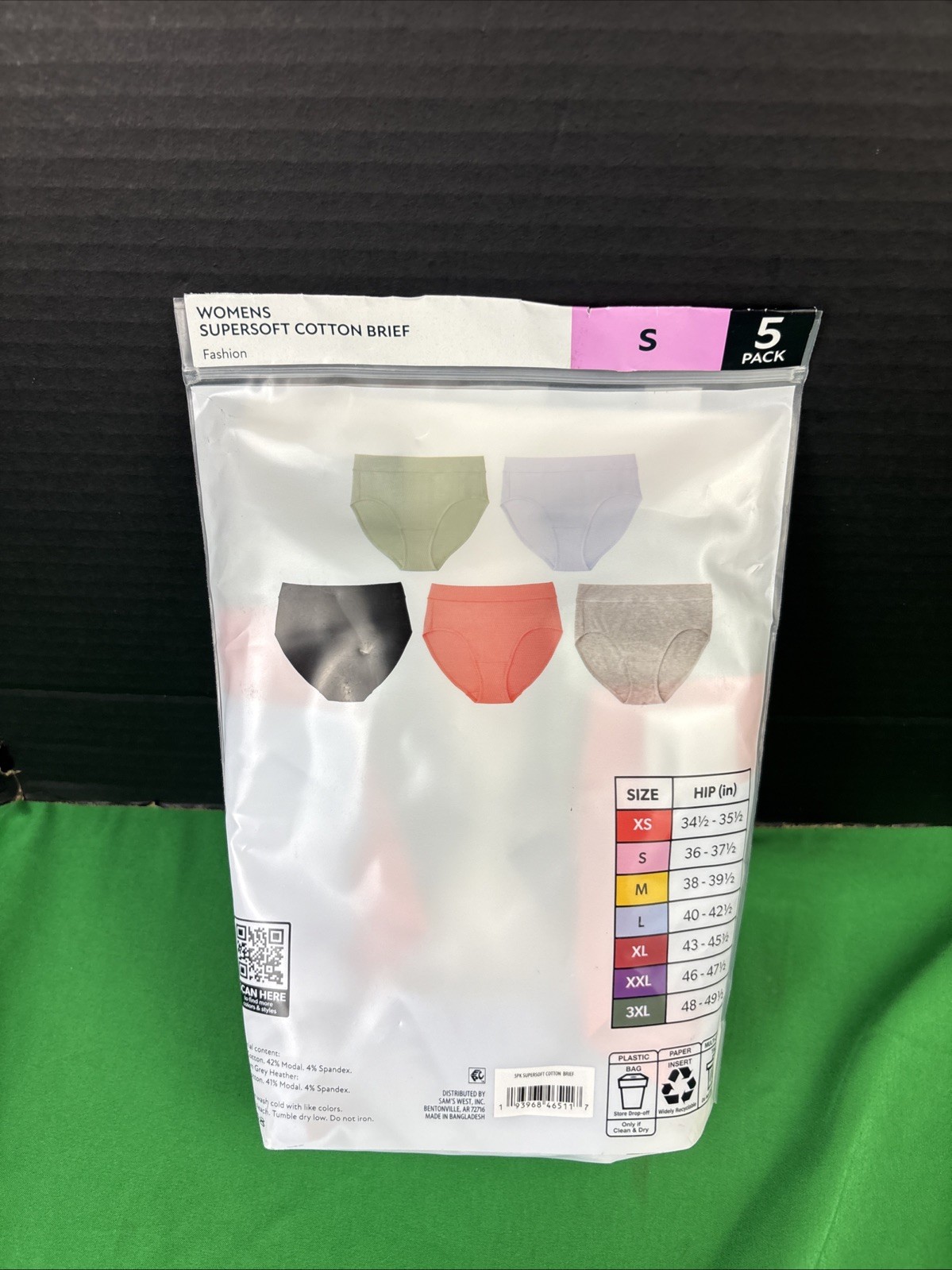Member’s Mark Women’s 5-Pack Supersoft Cotton Brief Size S Brights