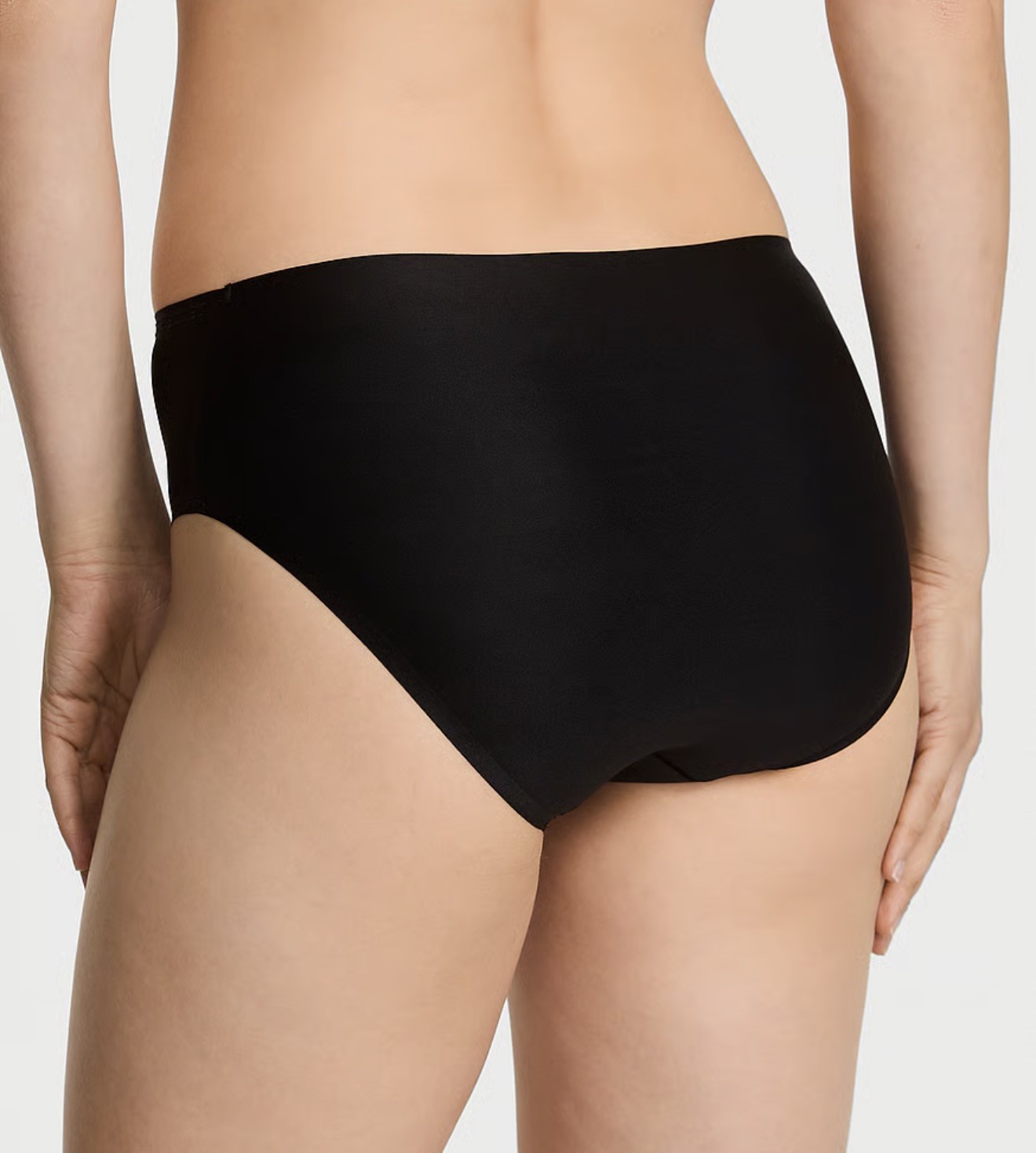 Black Brief Panties Women Solid Pattern Stretch Fabric Opaque Mid Rise Underwear