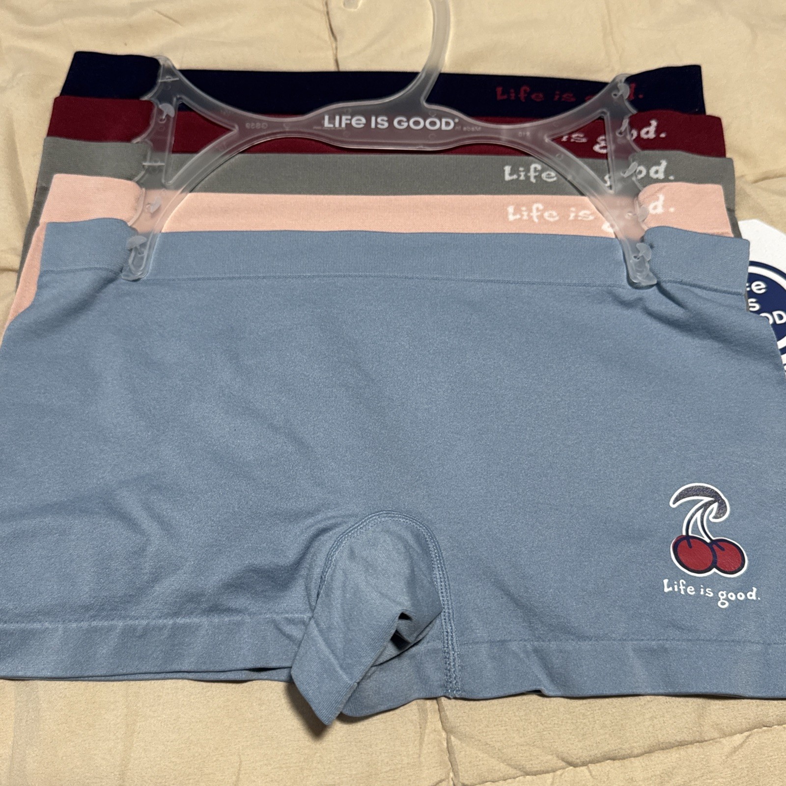 5 Life Is Good Boyshorts Panties Seamless Medium 8-10 Nylon Spandex Polyester