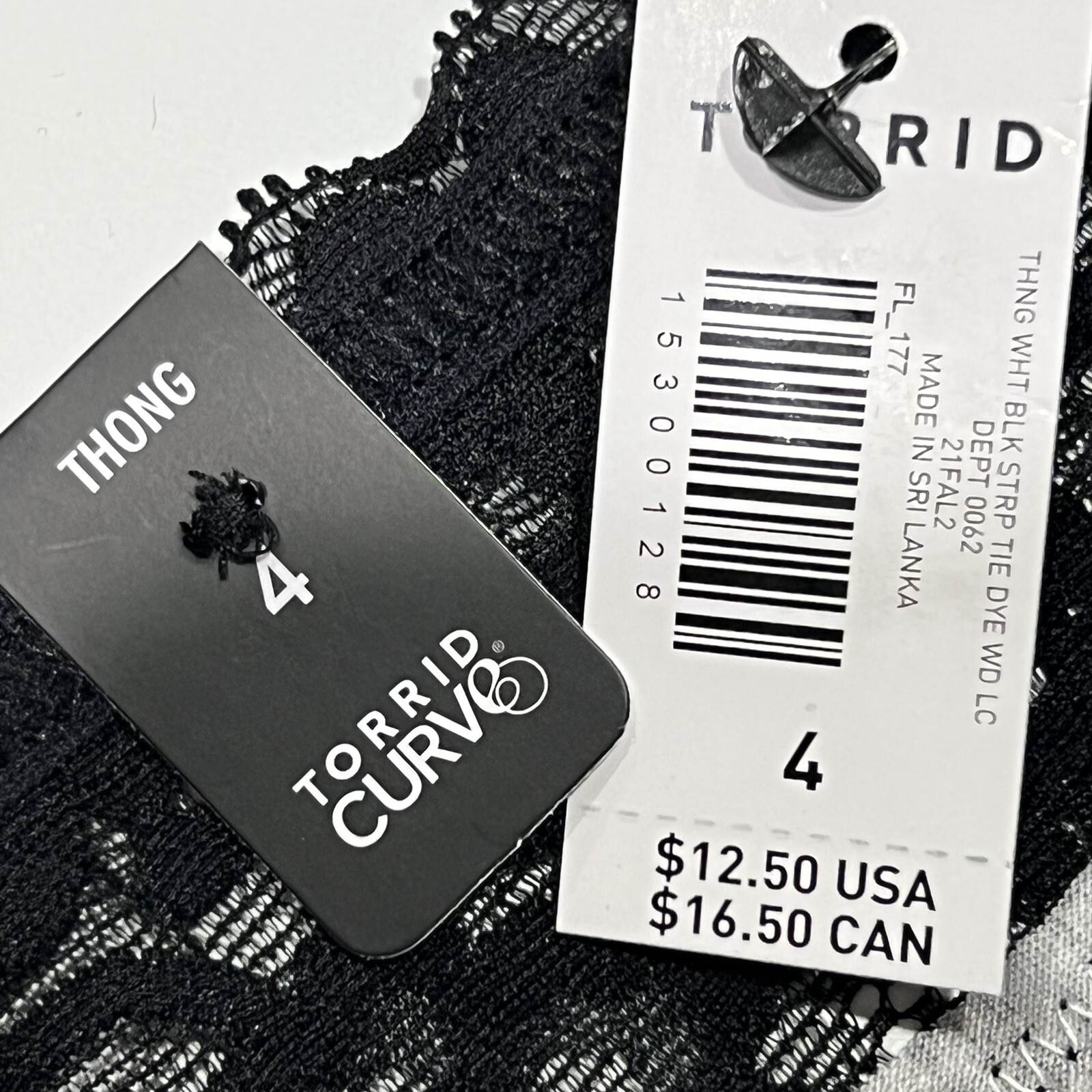 NWT TORRID Thong Pantie Underwear 0X-1X-2X-3X-4X Jersey Lace Black White