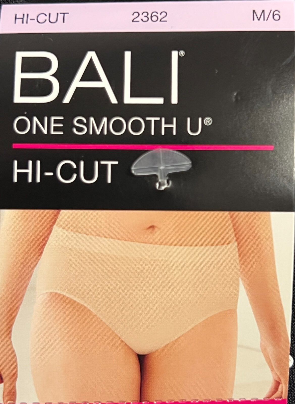 Bali One Smooth U Hi Cut Brief Panty M 6 MEDIUM 2362 NWT 2 Pack Underwear