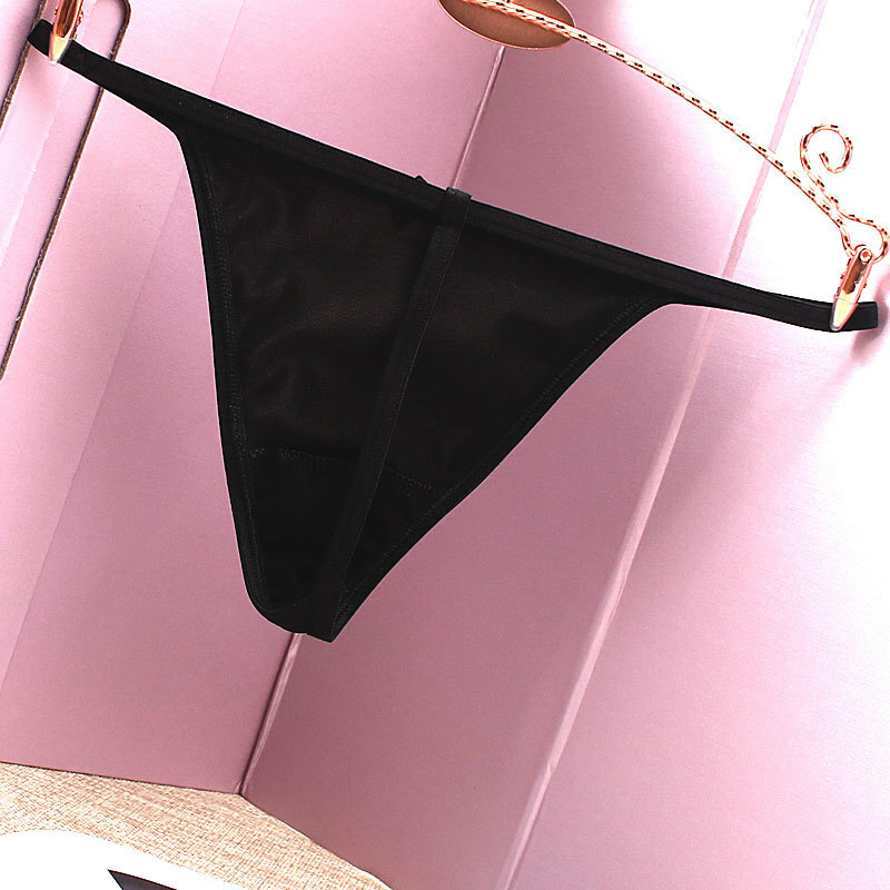 Women Satin Sexy Panties G-string Thong Low Waist Pearl Bowknot Underwear Briefs