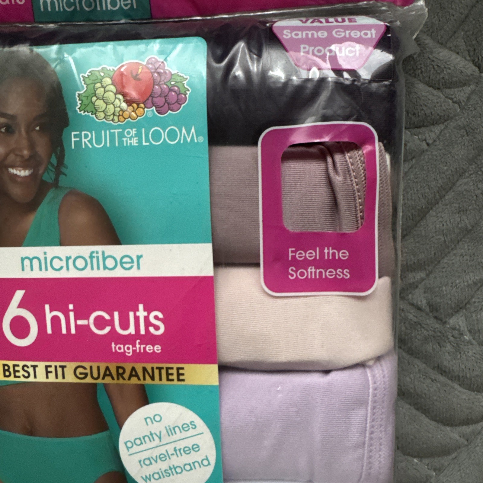 Fruit of the Loom Women’s 6 Pair Microfiber Underwear Hi-Cut Size 9/2XL