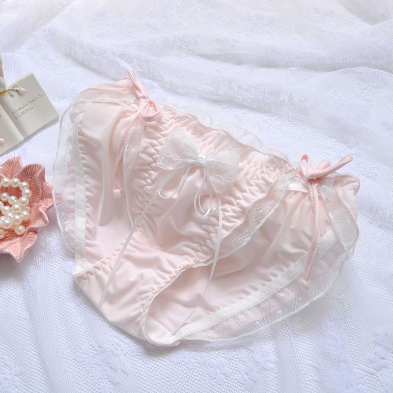 Japanese Style Women’s Ruffled Edge Princess Triangle Sweet Lace Up Underwear