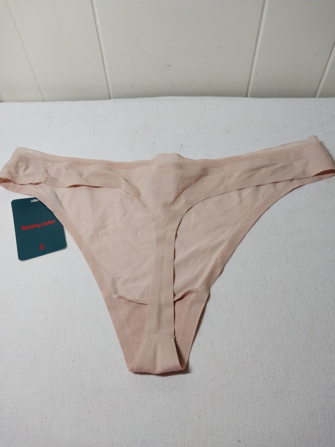 Tommy John Air Thong Panty Rugby Tan Size XL Beige Stretch Comfort Mesh NWT