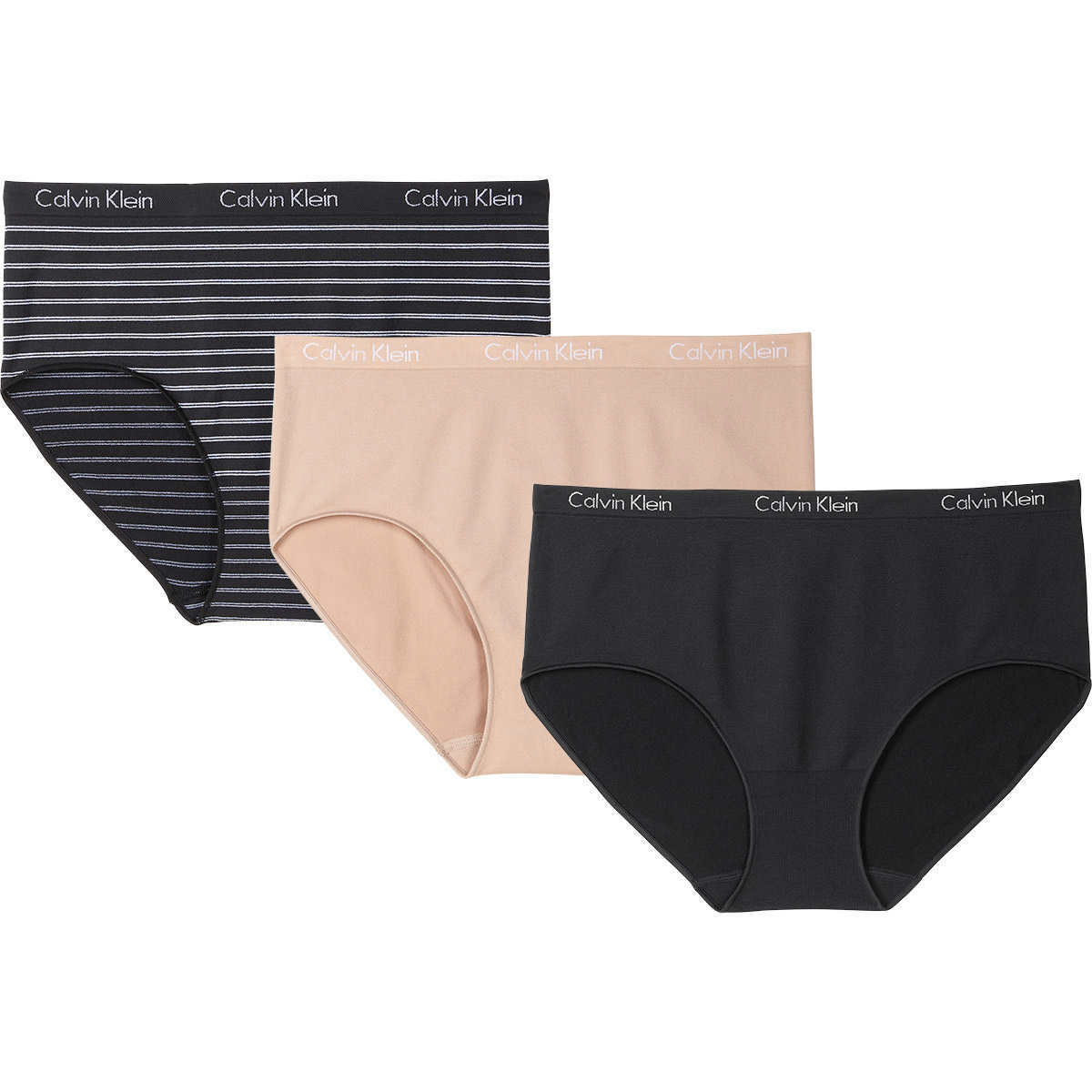 Calvin Klein, 3 Pk – Ladies’ Eclipse Stretch Modern Briefs (Choose Color + Size)