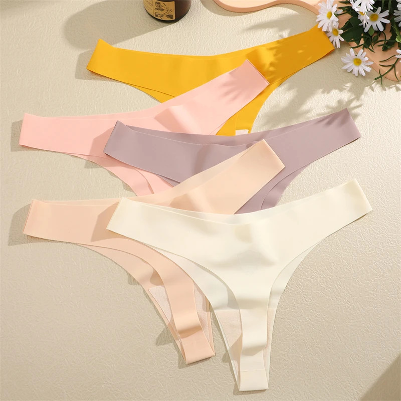 Seamless Thong Panties Low Waist Soft Stretch Comfortable Everyday Wear 10PCS