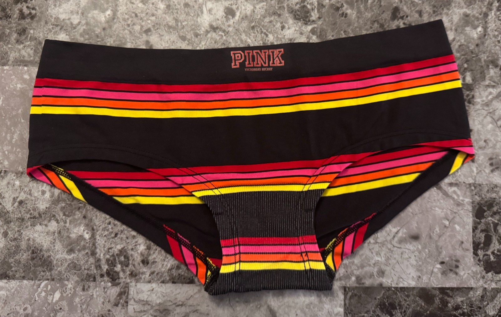 NWT VICTORIA’S SECRET PINK M ORANGE STRIPE SEAMLESS VINTAGE RARE HIPSTER PANTIES