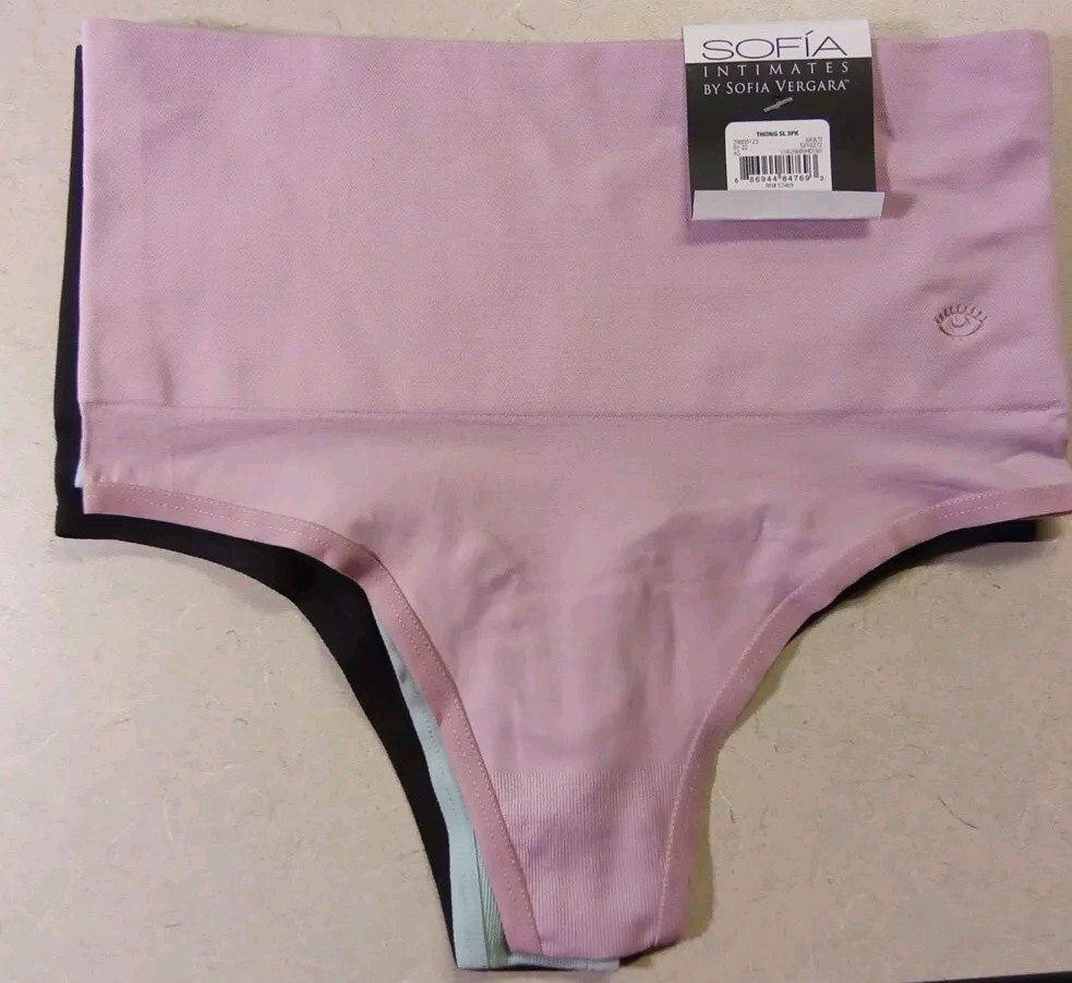 Sofia Intimates/Sofia Vergara Women’s Seamless Thong Panties 3 pk Size XXL