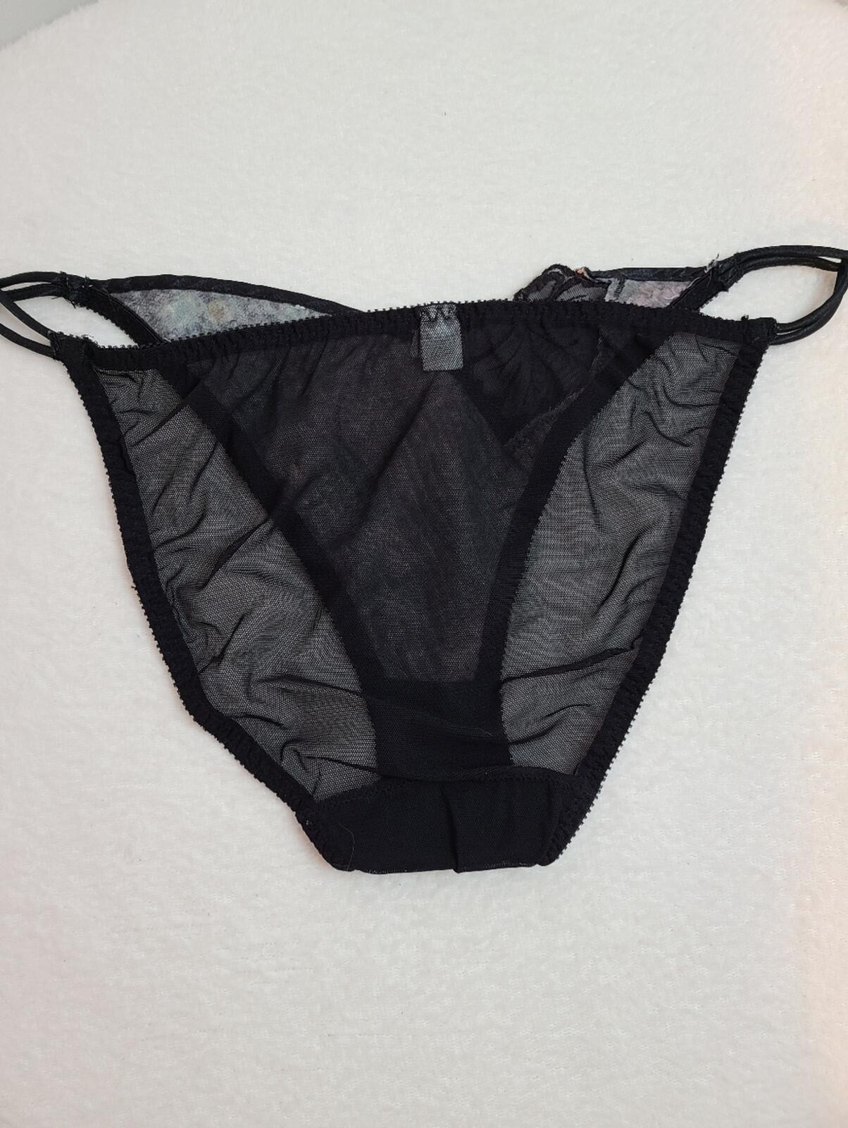 VTG Christian Dior Silky Pleated Satin & Sheer Mesh String Bikini Panty Size M