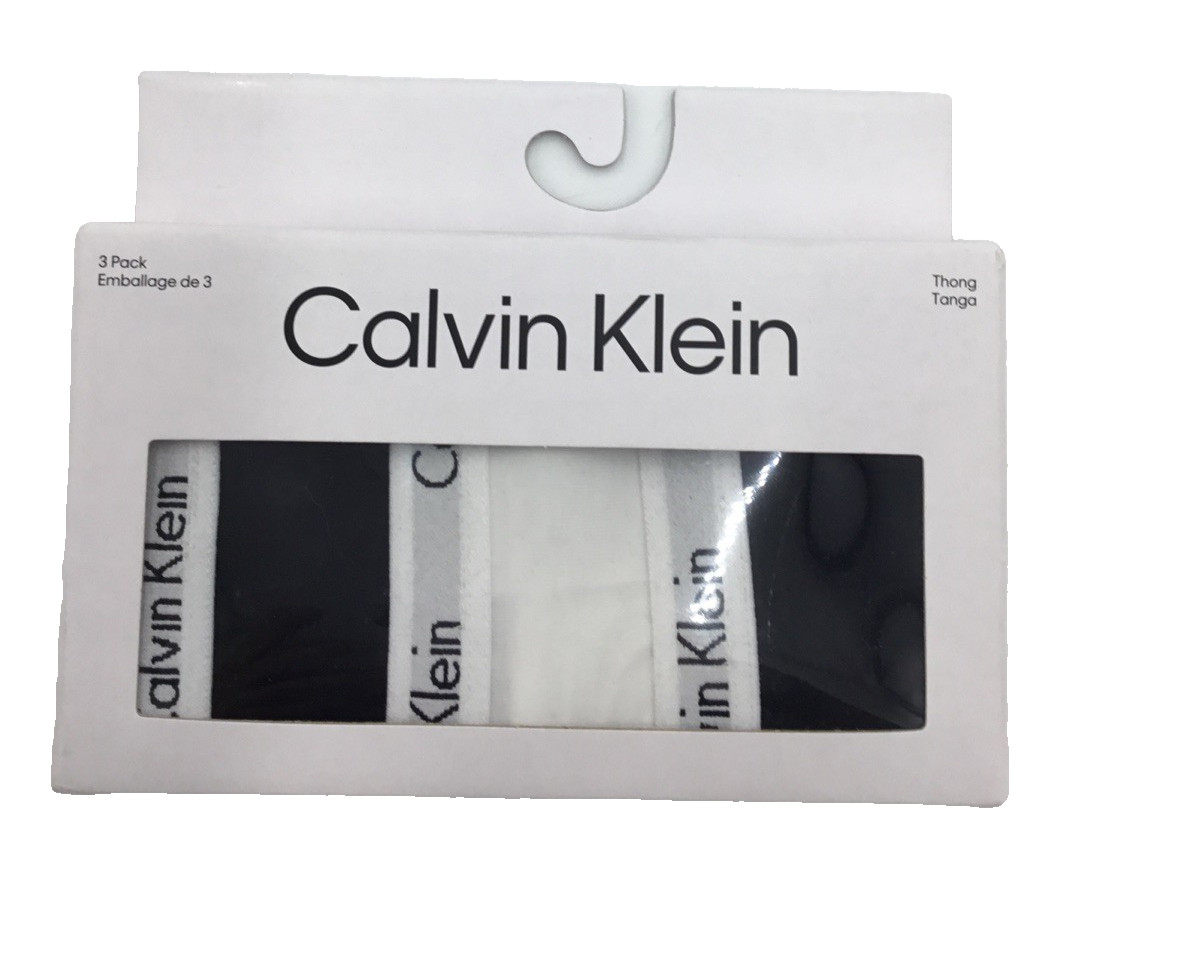 Calvin Klein Underwear Women Carousel 3 Pack Thong Black/White/Black size Small