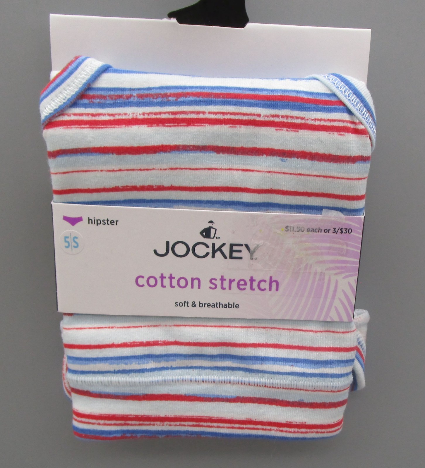 JOCKEY~S 5~4883~Stripes Cotton Stretch Hipster Panty