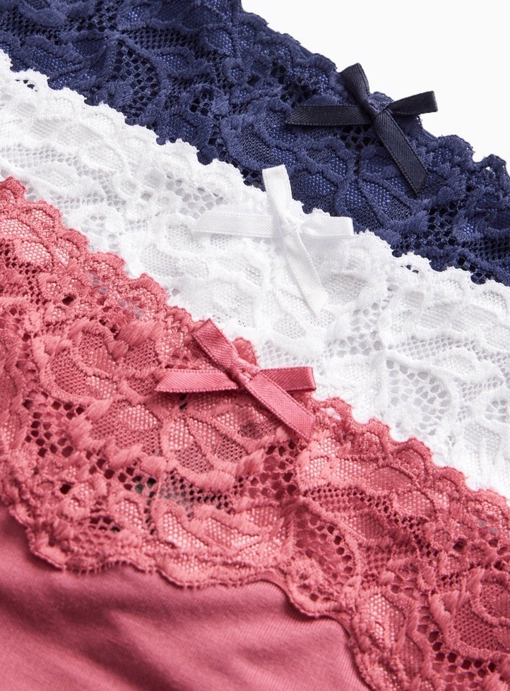 Ladies3 Pack Multi Midi Plan lace details Knickers, Elegant Lace Panties size 20