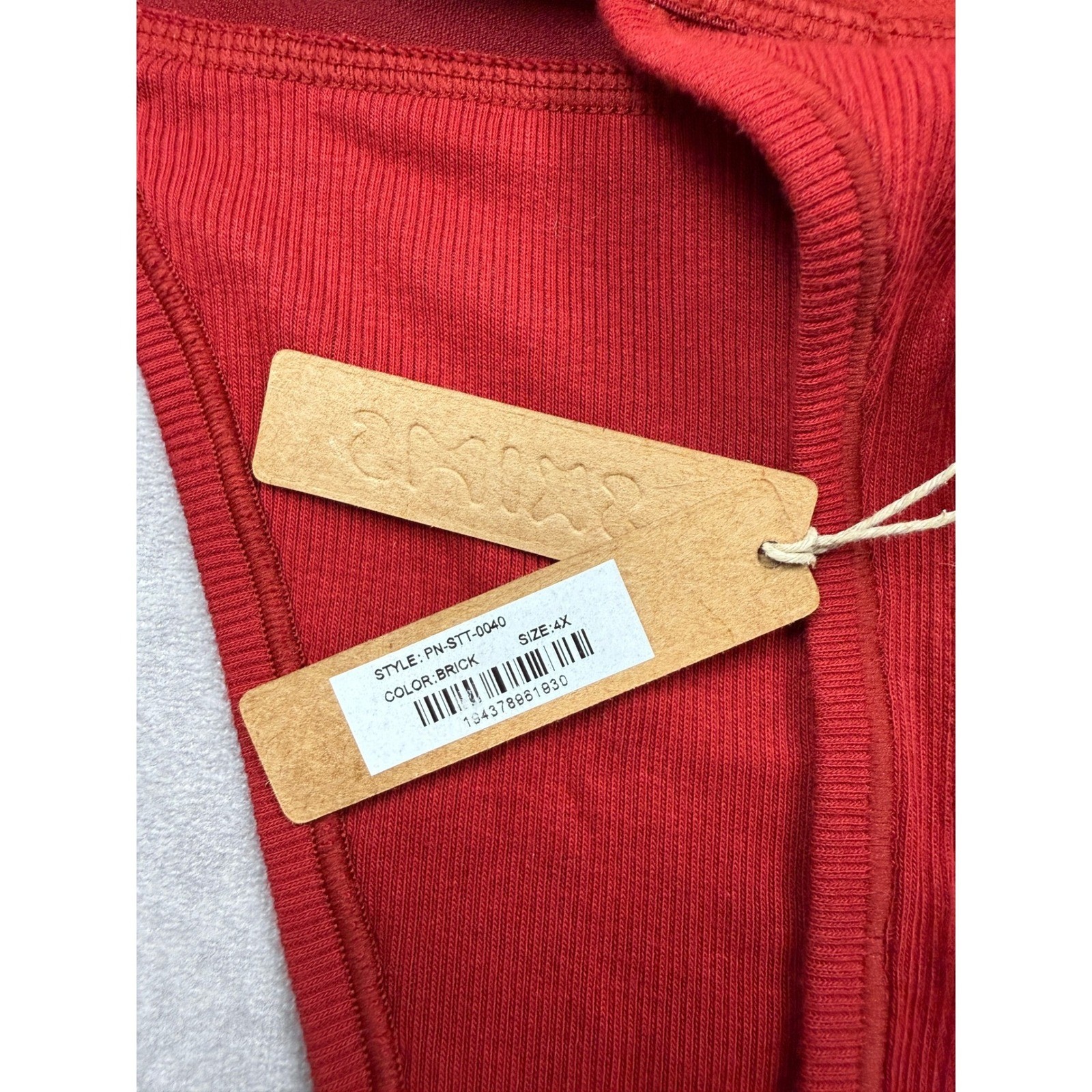 NWT SKIMS Women Size 4X Cotton Rib String Thong Brick Red Stretch Underwear Plus