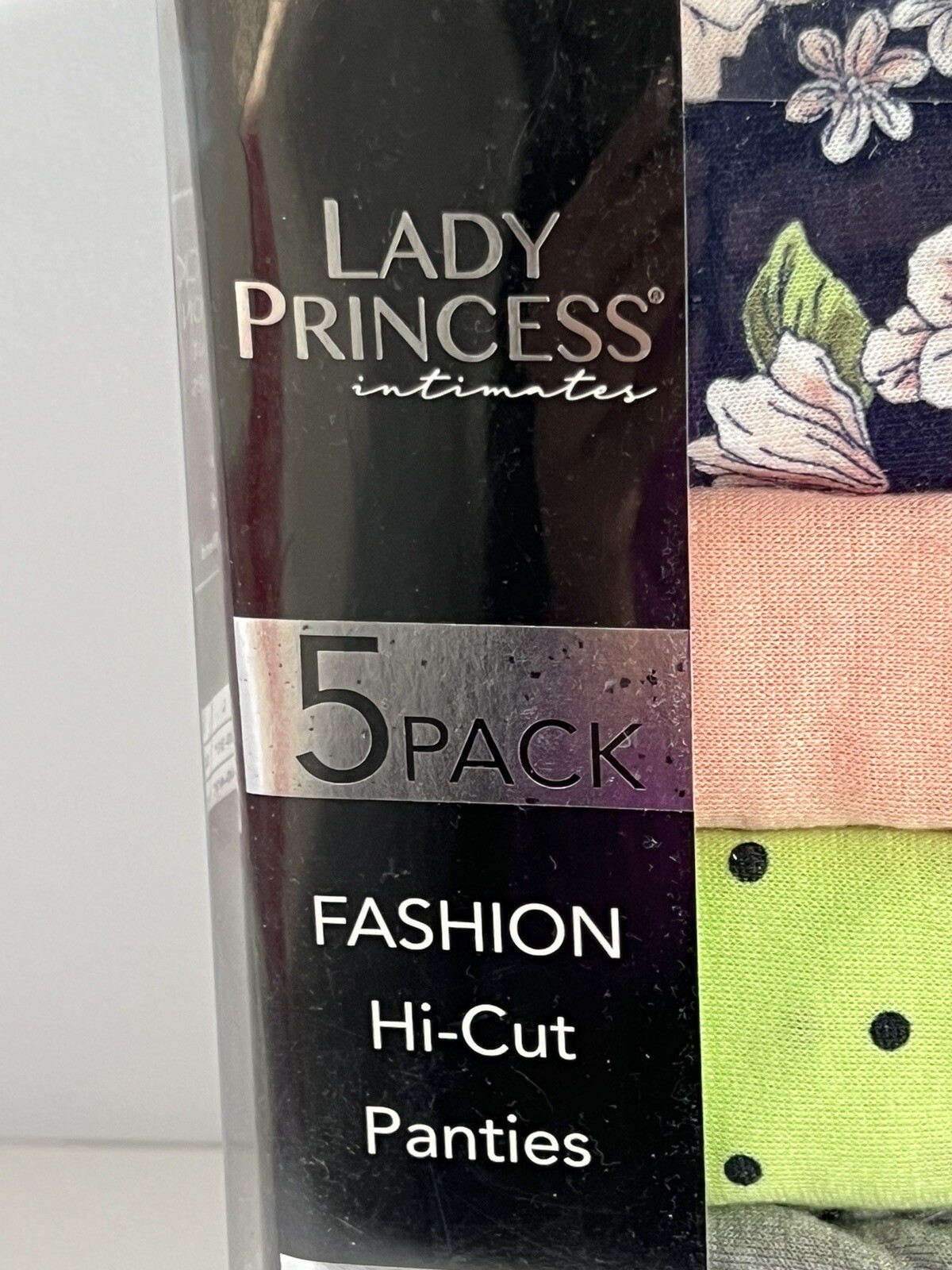 Lady Princess Intimates 5 Pack Fashion Hi Cut Panties – XL Cotton Blend. New
