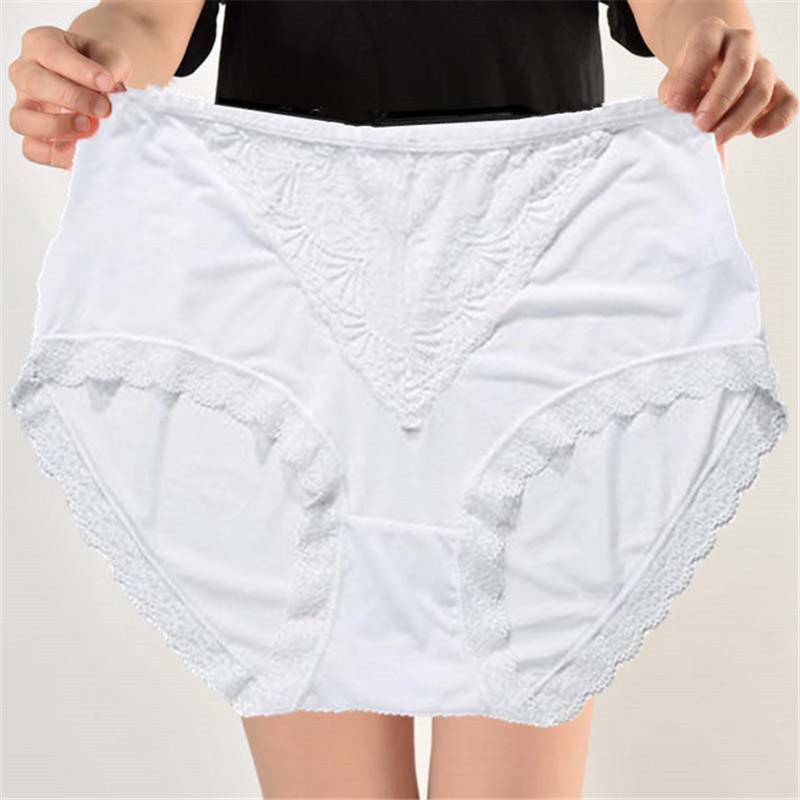 Plus Size Panties Lace Underwear High Waist Triangle Shorts Lingerie Breathable