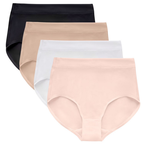 Bali Womens Medium 4 Pack Microfiber Underwear Briefs – Black White Beige