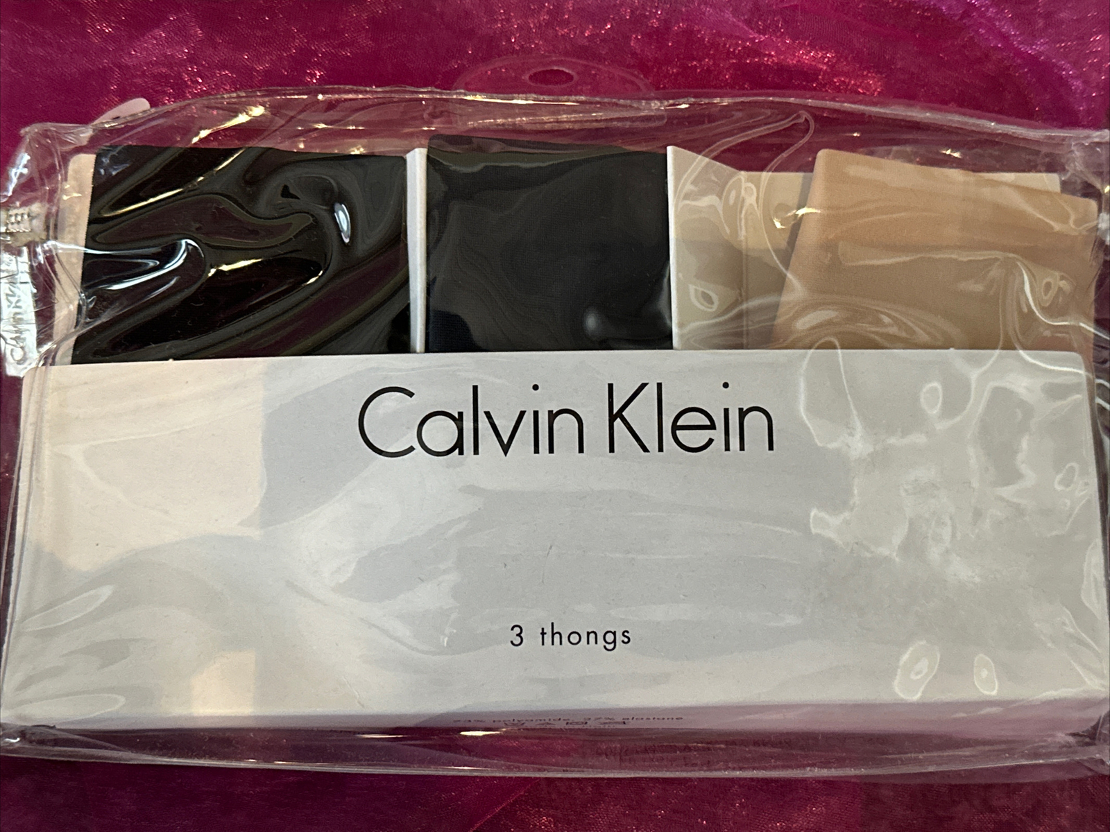 Calvin Klein QD3558 -Size: Small- 3 Pack- Invisible No Panty Line Thongs –