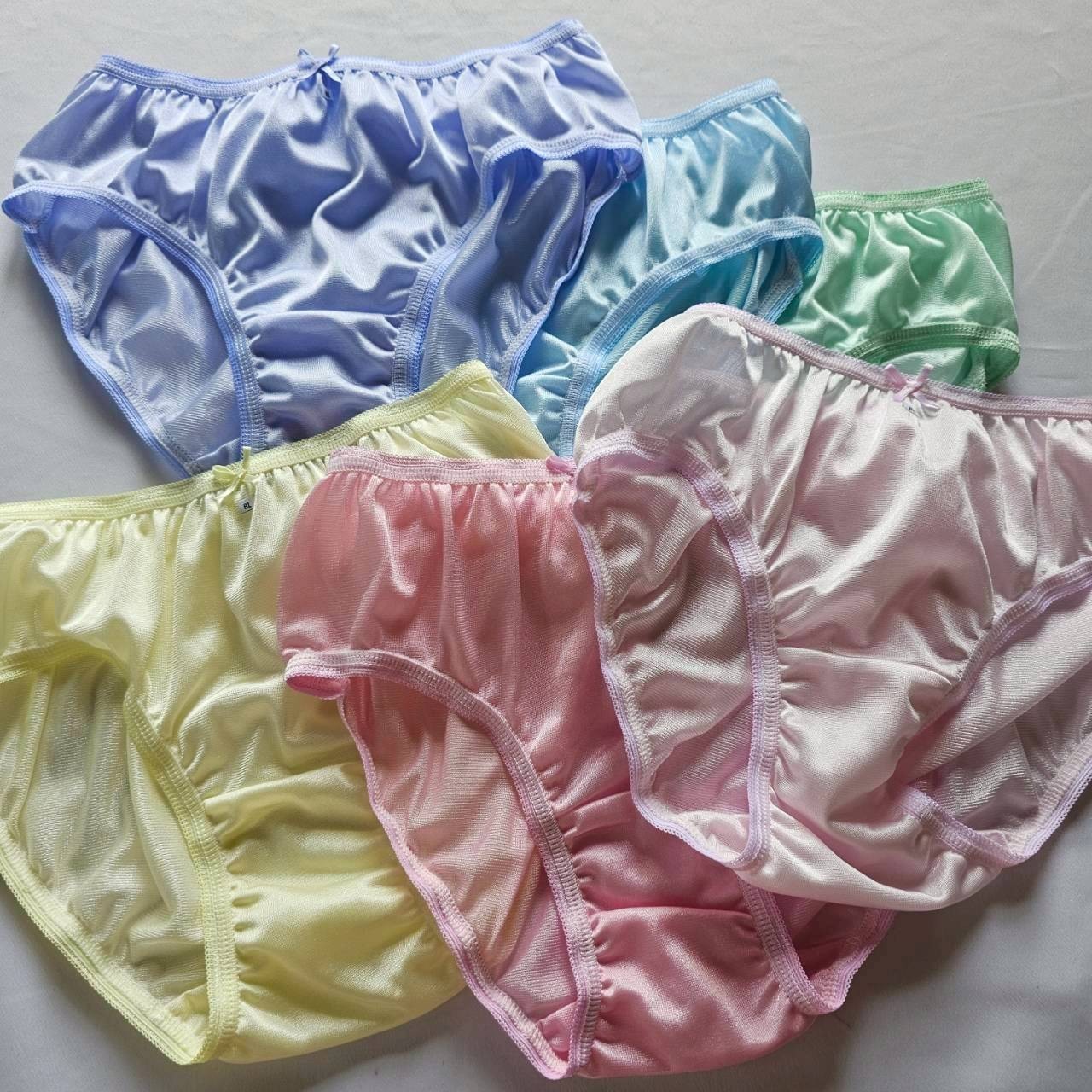 6 Bikini Panties Women Mens Nylon Vintage Silky Soft Light Briefs Hip 32″-38″L