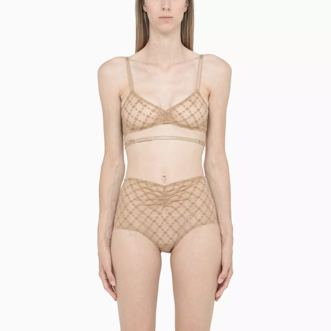 NWT Gucci Nude Lingerie Set Size S Light Beige 100% Authentic Powder Bra