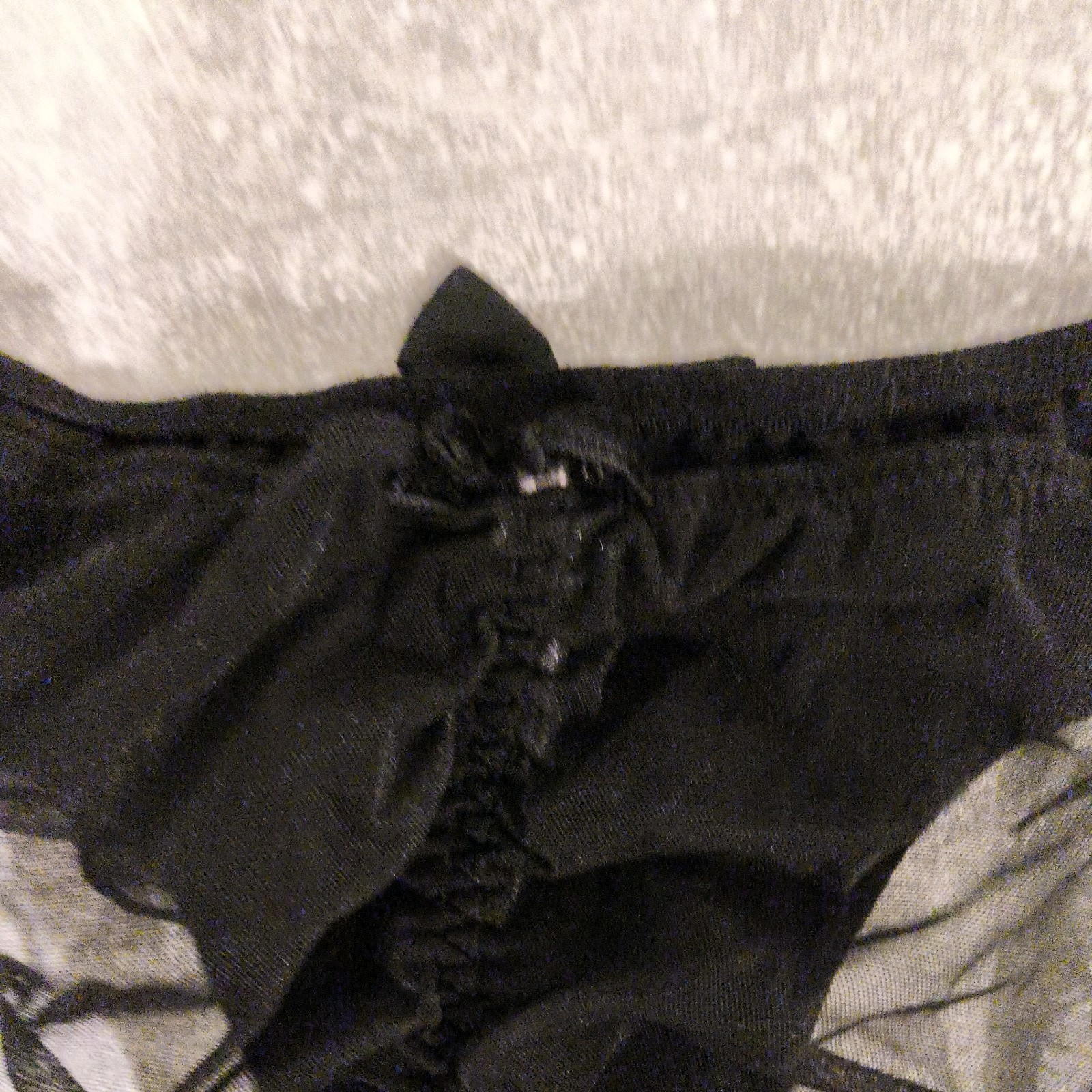 BNWOT Ann Summers Black Satin & Diamonte Trinket Ruffled Briefs Size 8-10