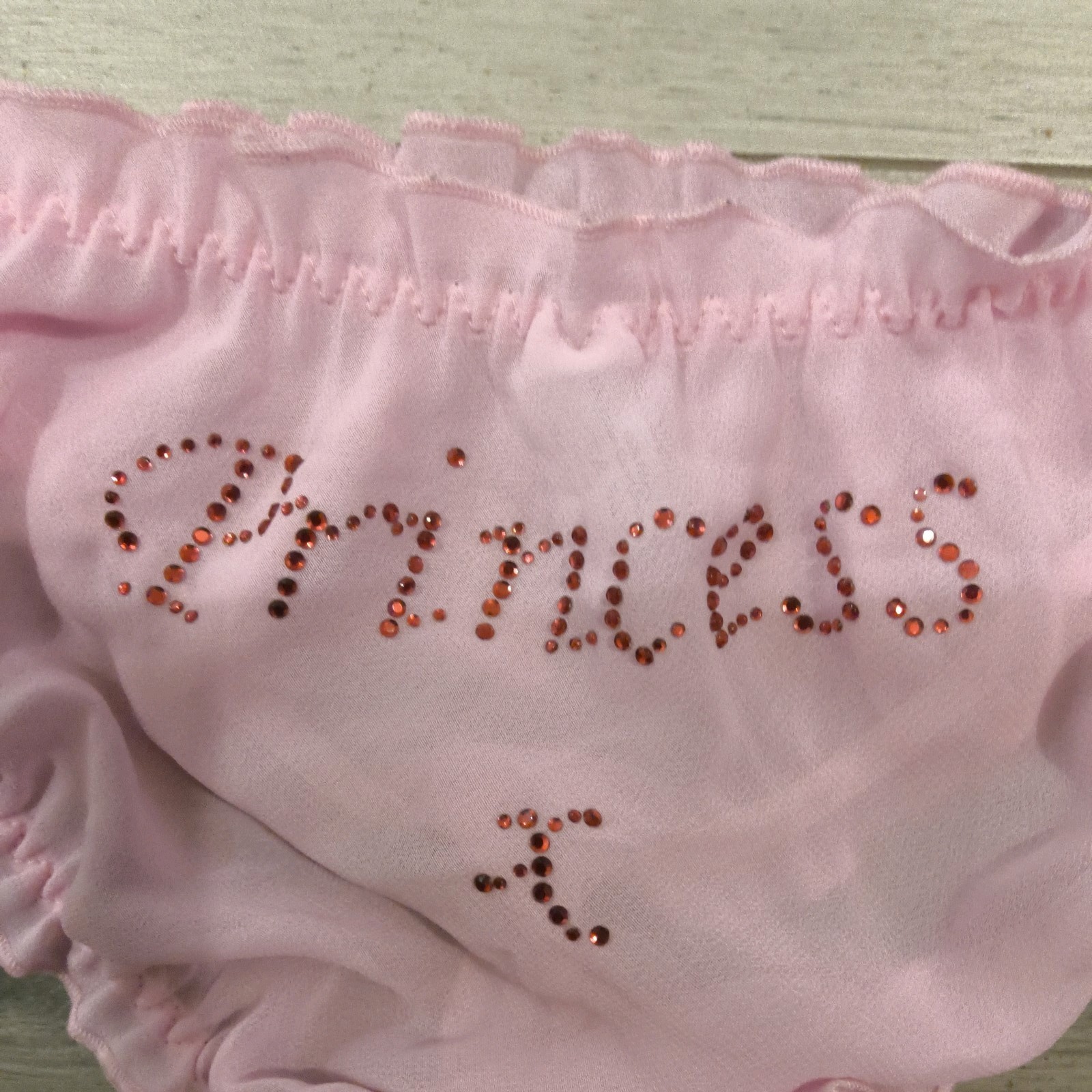 BNWOT Vintage Ann Summers Pink Chiffon & Diamonte Princess Panties Sz Mdm 10-14