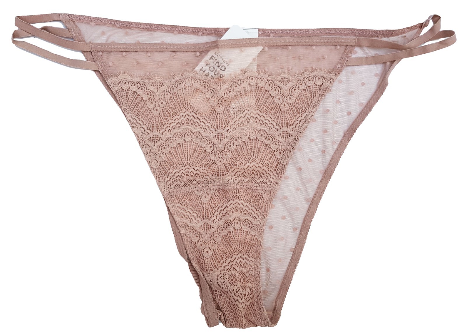 Gilly Hicks Hollister Double Strap Lace Cheeky Pink X-Large 16 UK Knickers Pants