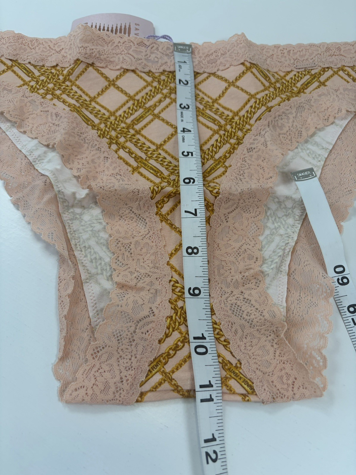 SAVAGE X FENTY Undie Cotton Essentials LaceTrim Cheeky Panty Chain Plaid Size XL