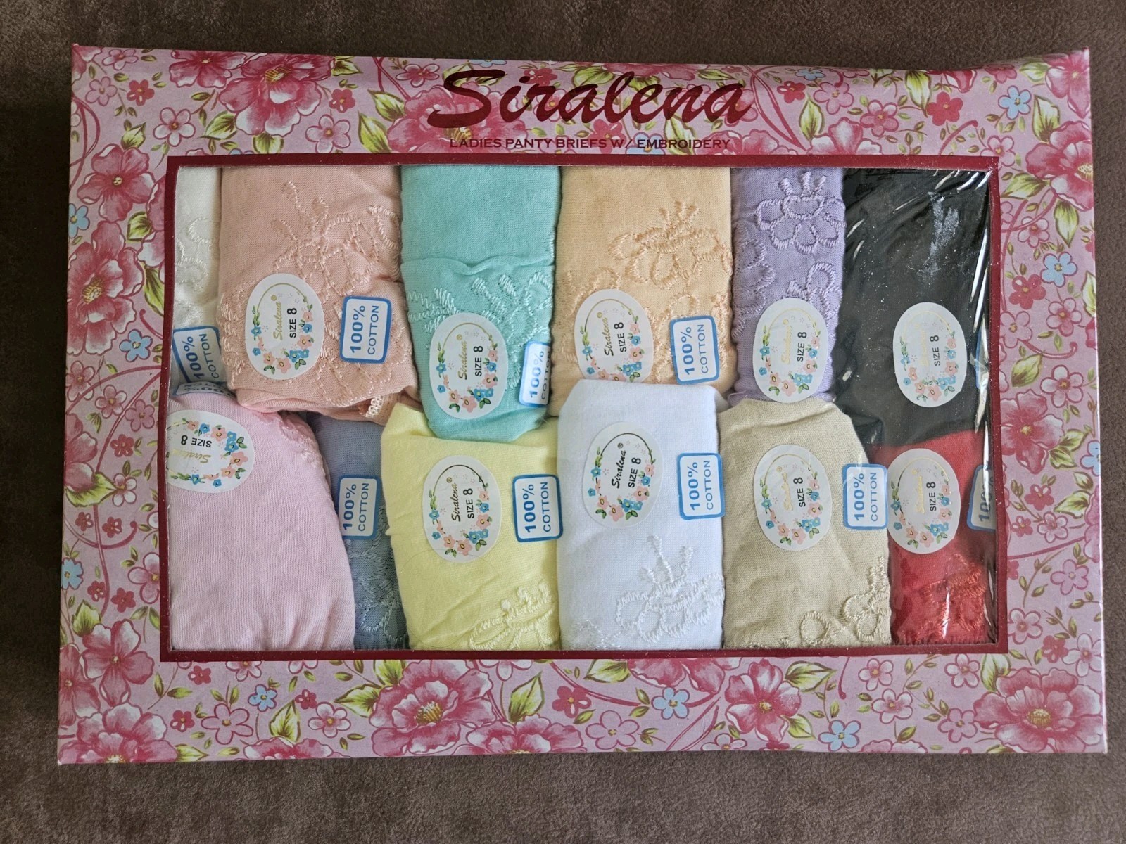 Women’s 12-Pack Cotton Brief Panties, Soft Breathable Underwear Size 8, In a Box