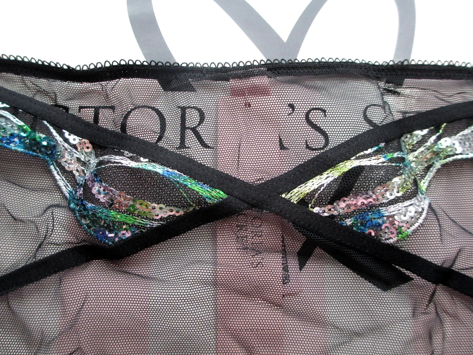 VICTORIA’S SECRET VERY SEXY String Bikini Panty S M L XL Black NWT Sequin Mesh